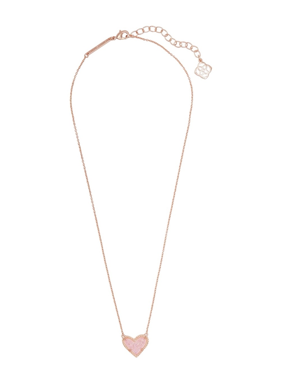 Kendra Scott Ari Heart Necklace Iridescent Pink Rose Gold - Picture 3 of 12